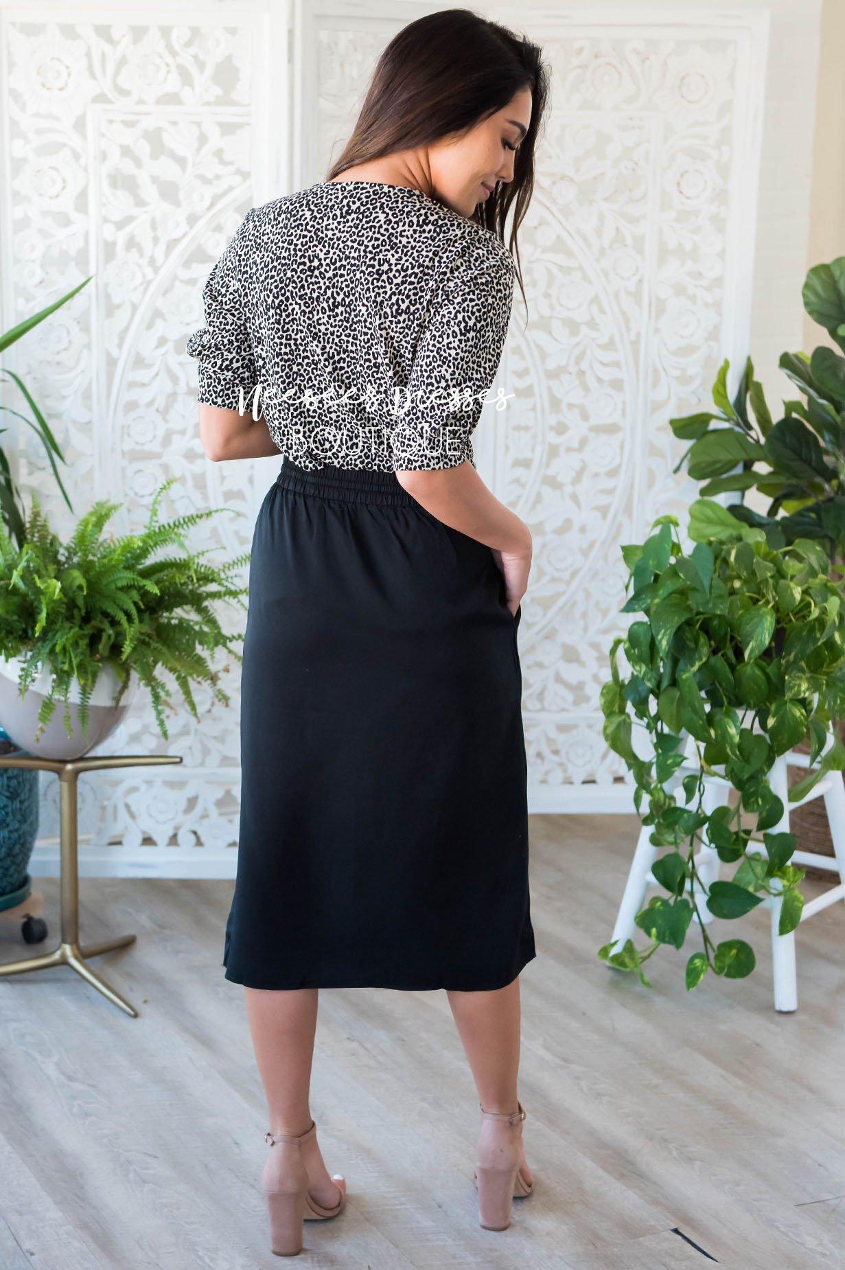Full of Joy Button Detail Skirt Modest Dresses vendor-unknown 