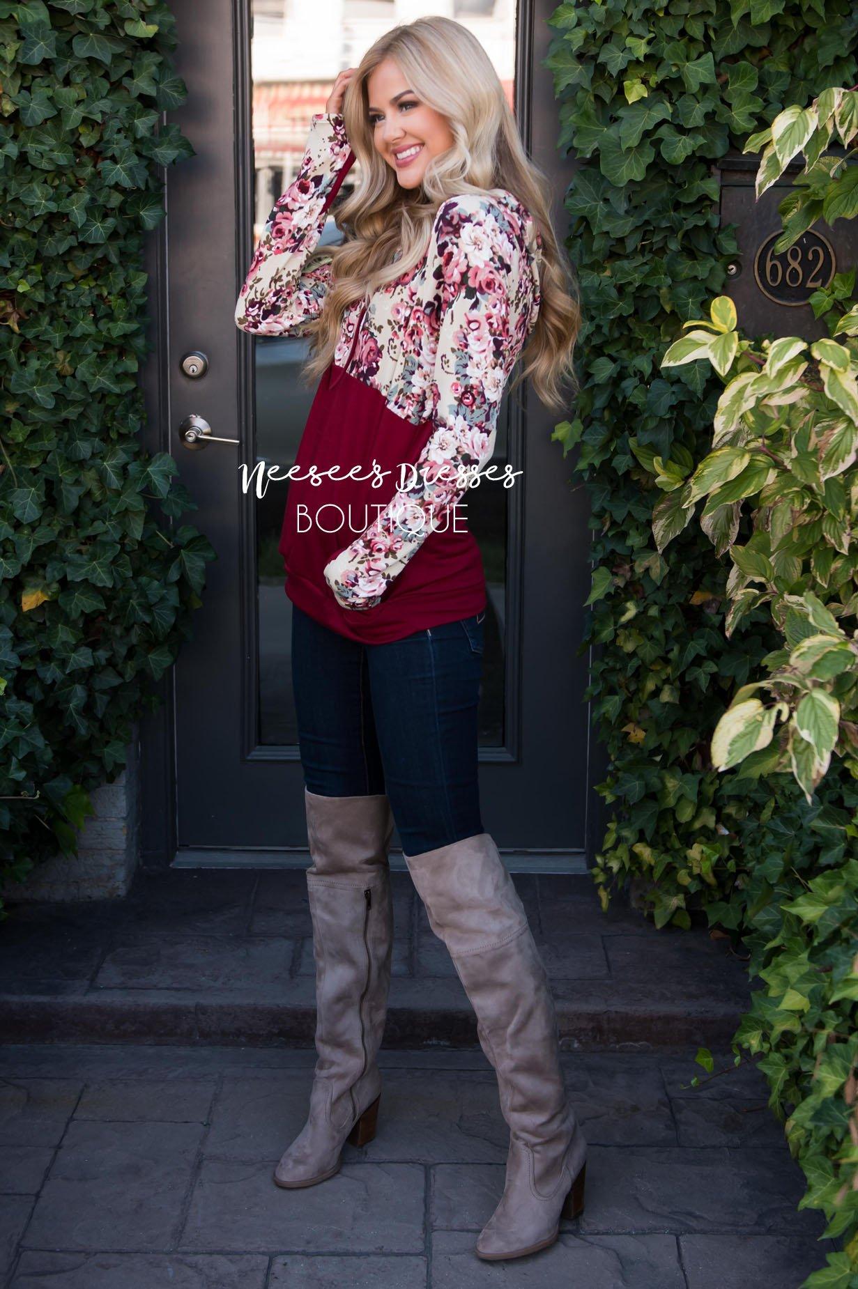 Fun and Fabulous Floral Hoodie Modest Dresses vendor-unknown 