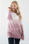 Dip-Dye Fuzzy Sweater Tops vendor-unknown