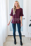 Something New Gathered Sleeve Top Modest Dresses vendor-unknown