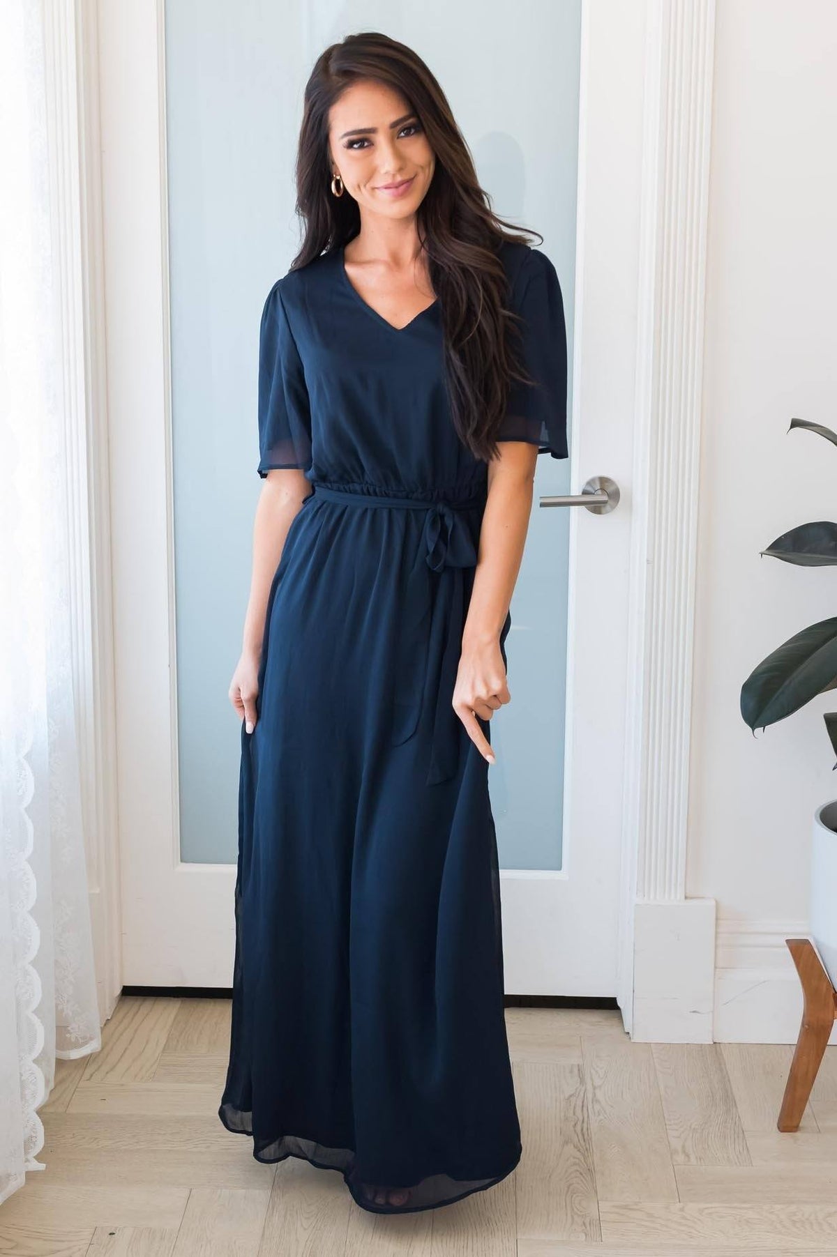 The Geneva Modest Chiffon dress NeeSee's Dresses