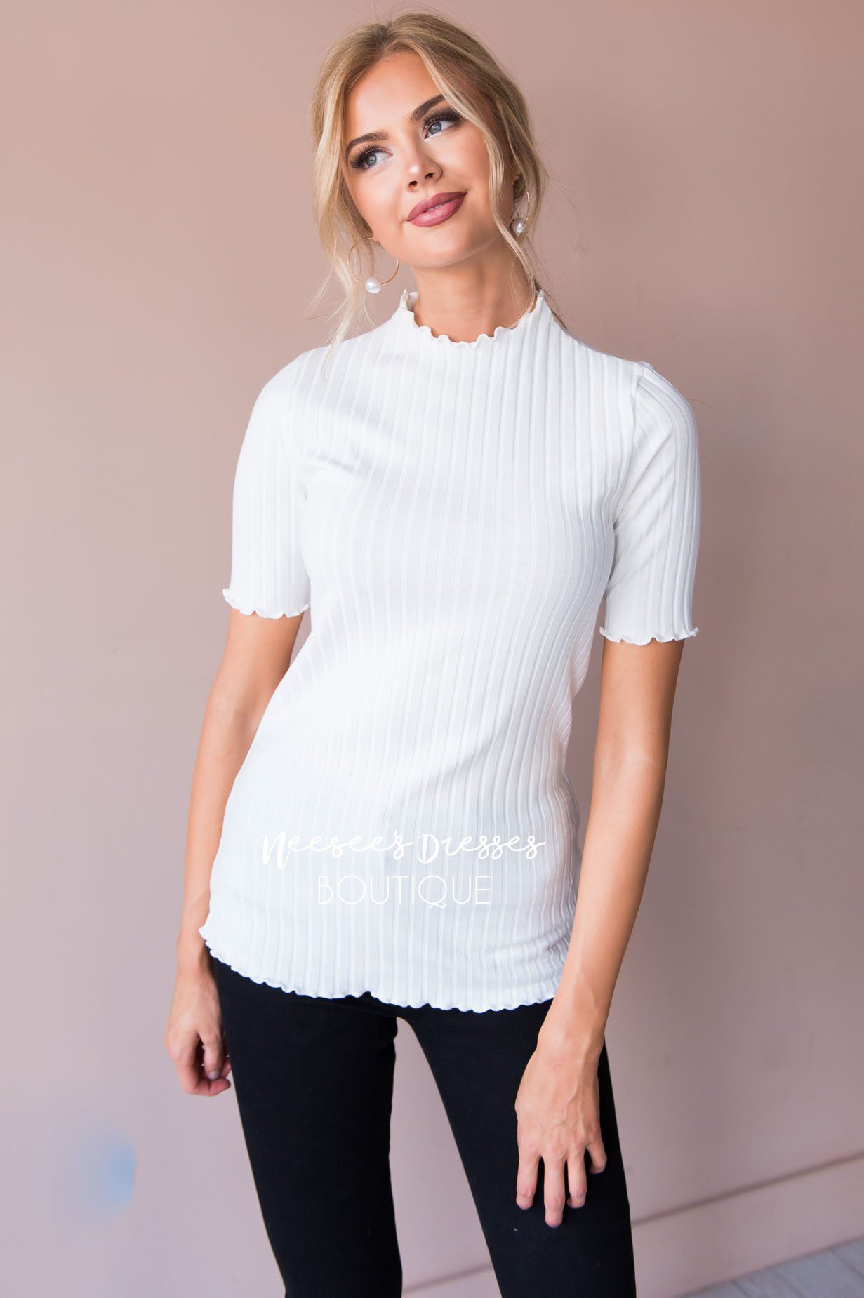 Goes with Everything Ribbed Top Modest Dresses vendor-unknown 