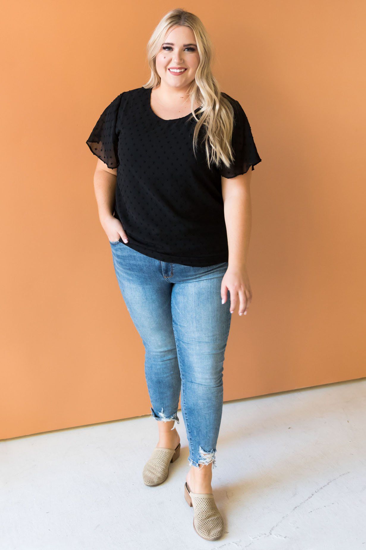 Gorgeous Swiss Dot Blouse Tops vendor-unknown 