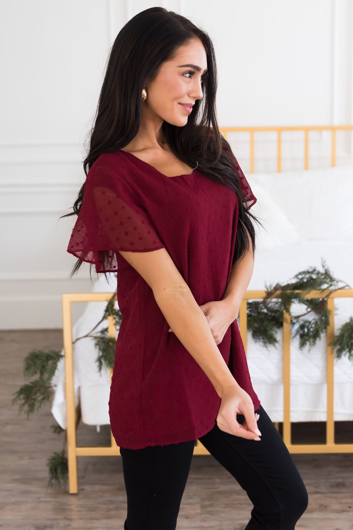 Gorgeous Swiss Dot Blouse Tops vendor-unknown 