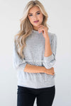 Soft Light Gray Puff Sleeve Sweater Tops vendor-unknown