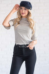 Ribbed High Neck Bell Sleeve Top Tops vendor-unknown