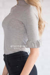 Ribbed High Neck Bell Sleeve Top Tops vendor-unknown