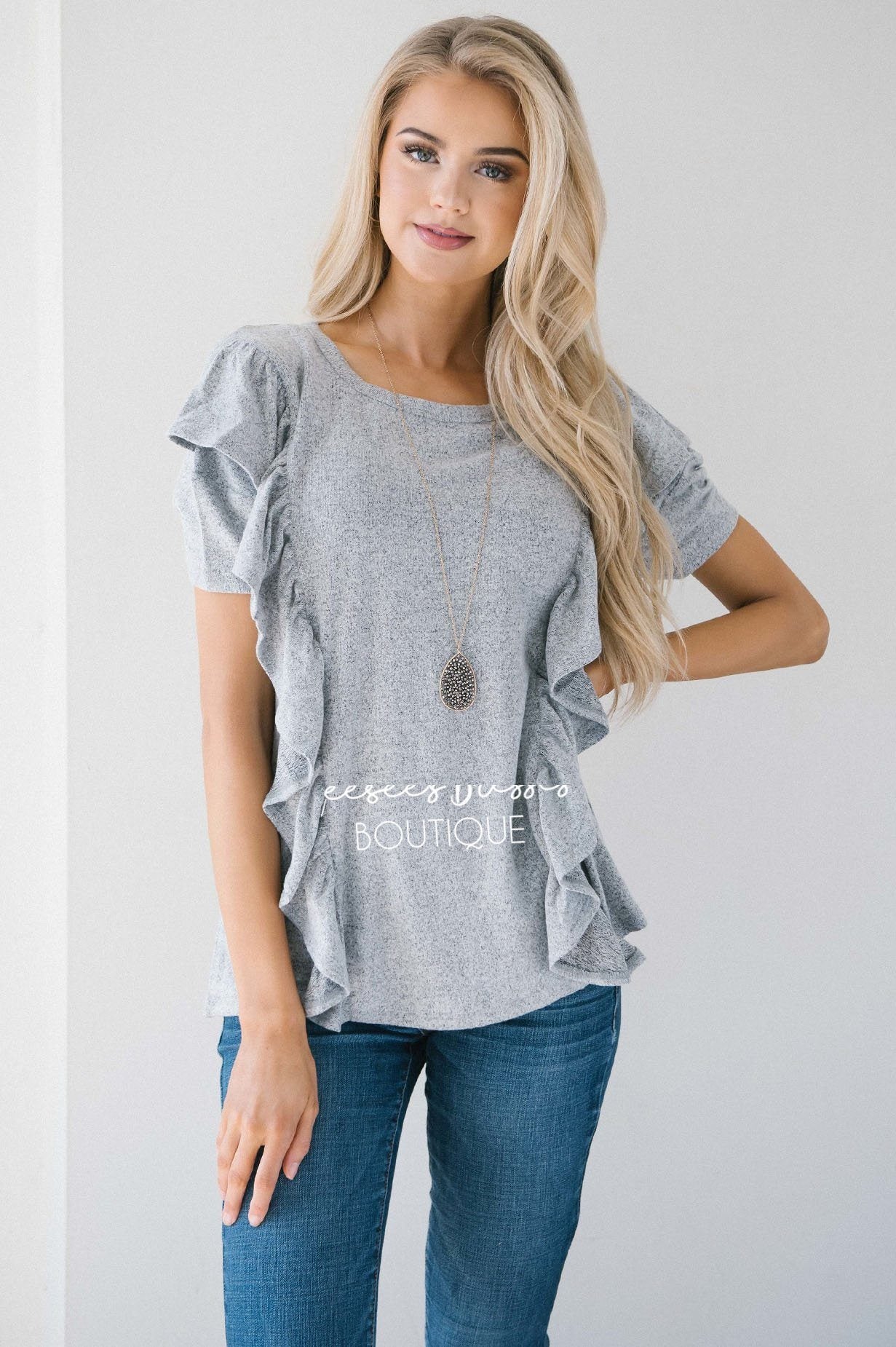 Side Ruffle Cozy Fall Top Tops vendor-unknown 