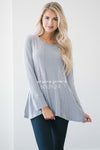 Gray Thermal Lace Insert Top Tops vendor-unknown