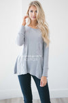 Gray Thermal Lace Insert Top Tops vendor-unknown