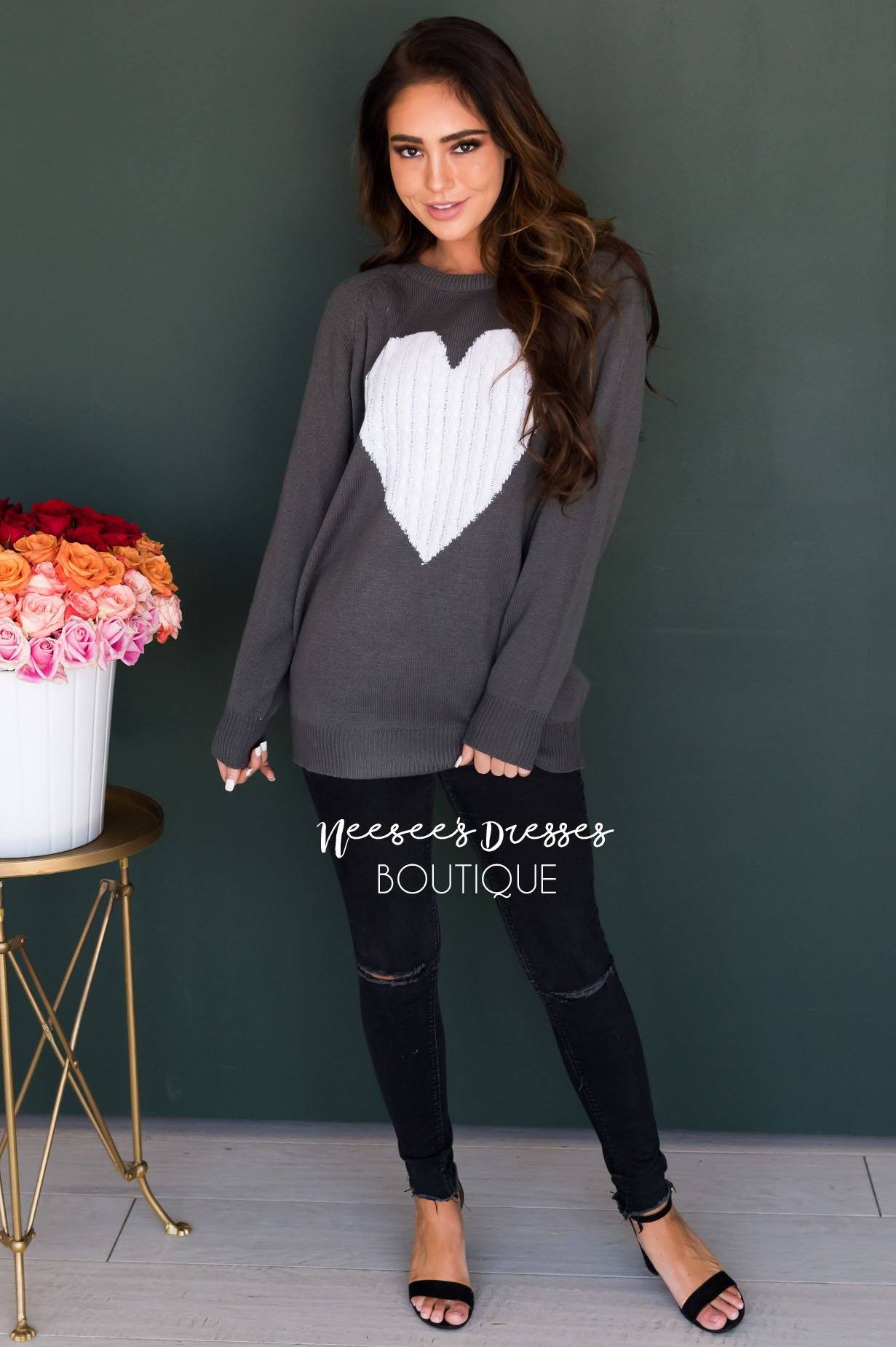 Heart Strings Sweater Modest Dresses vendor-unknown 