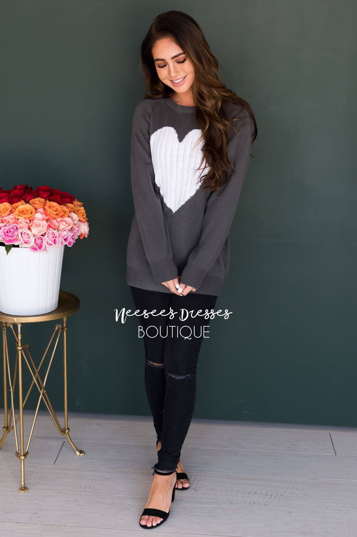Heart Strings Sweater Modest Dresses vendor-unknown 