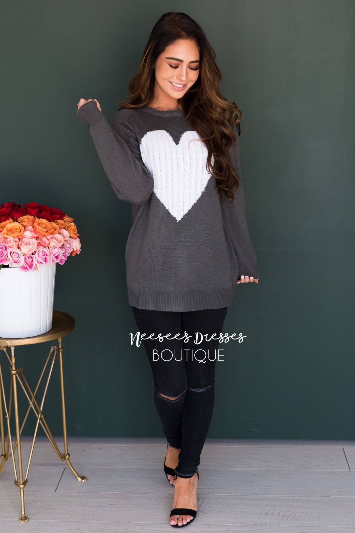 Heart Strings Sweater Modest Dresses vendor-unknown 