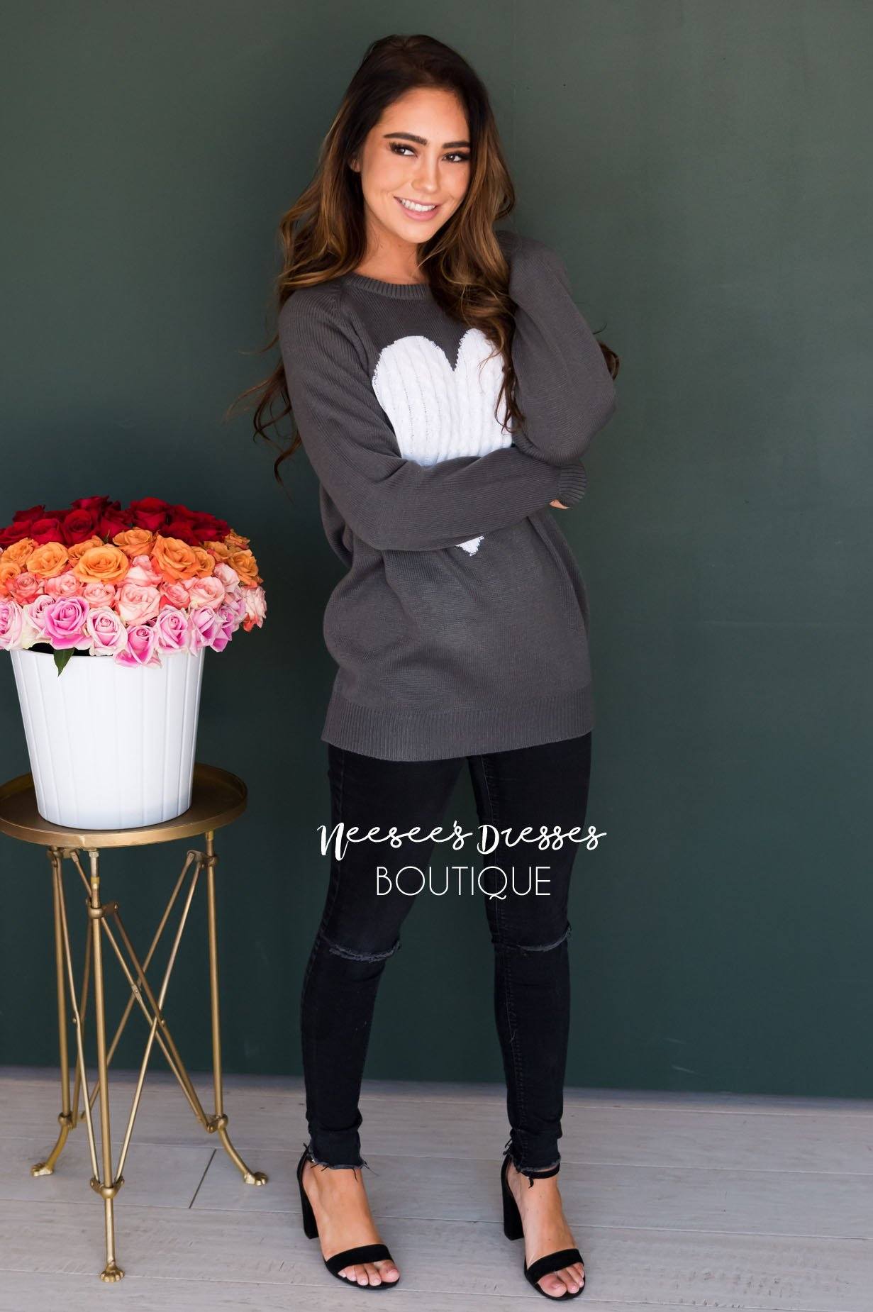 Heart Strings Sweater Modest Dresses vendor-unknown 