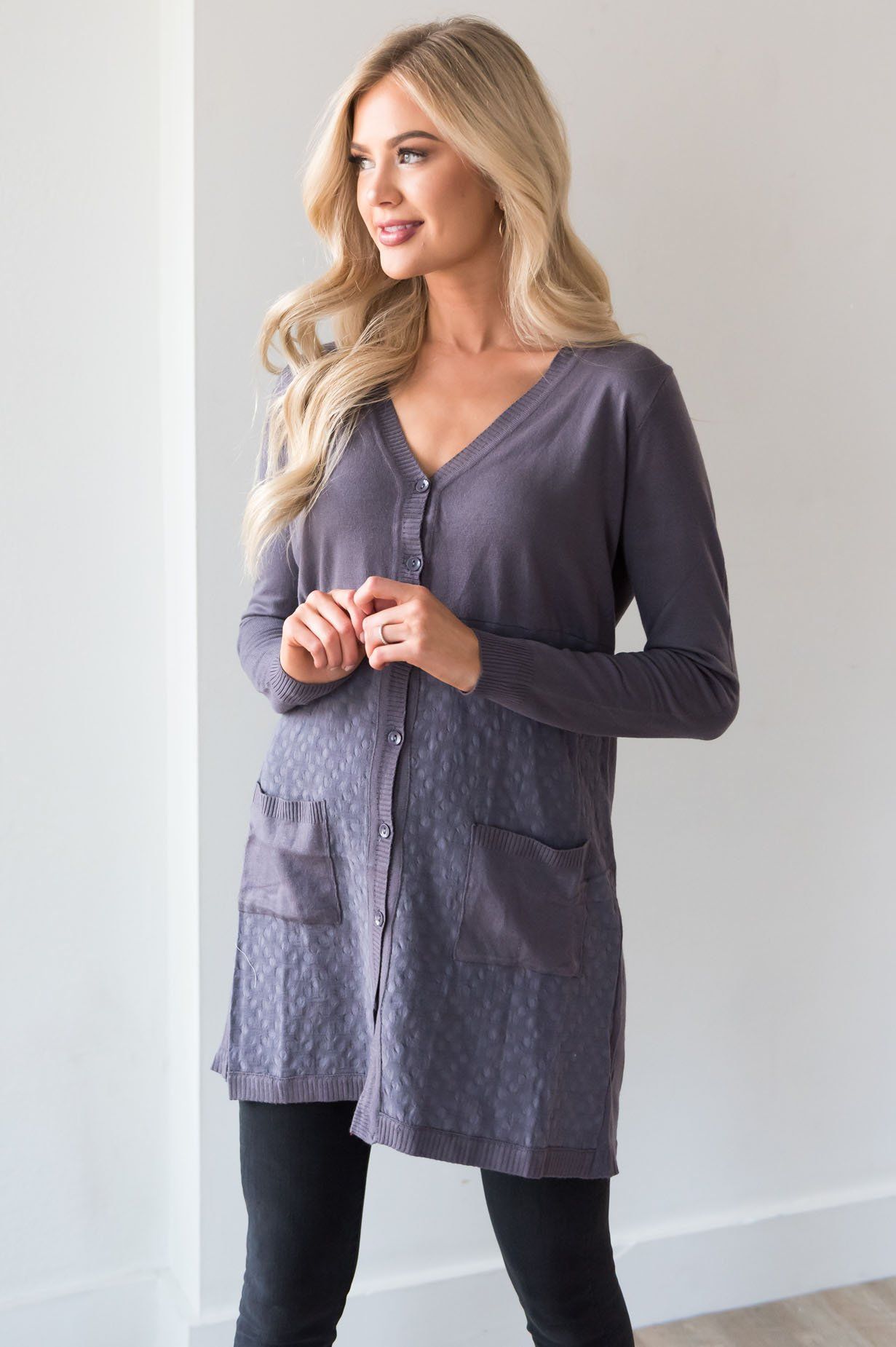 Grey Skies Ahead Modest Cardigan Tops vendor-unknown 