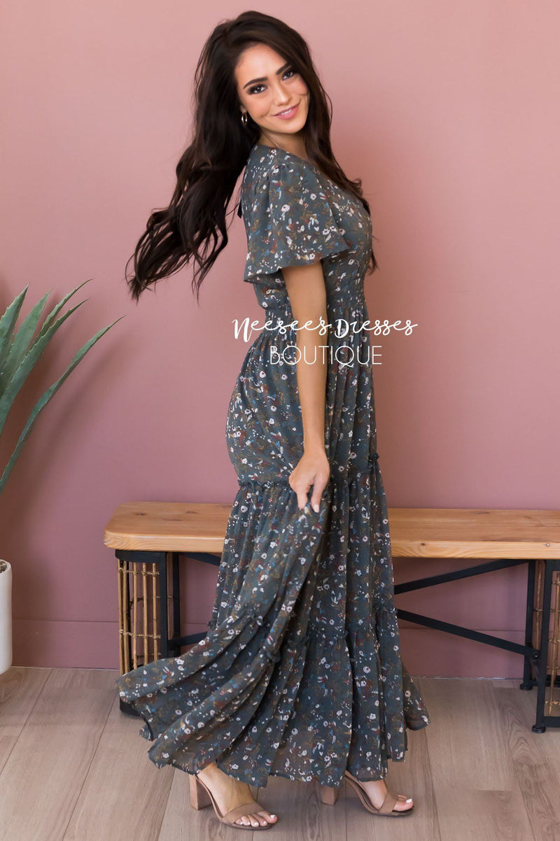 The Eden Modest Floral Maxi Dress - NeeSee's Dresses