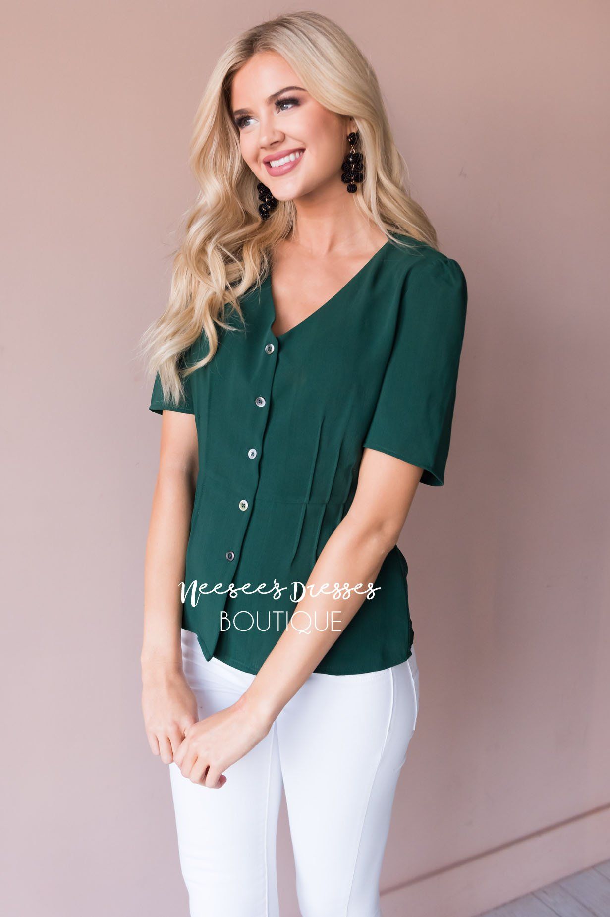 Classic Peplum Modest Blouse Tops vendor-unknown 