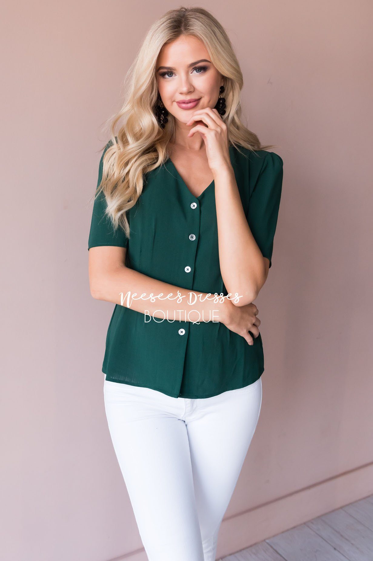 Classic Peplum Modest Blouse Tops vendor-unknown 