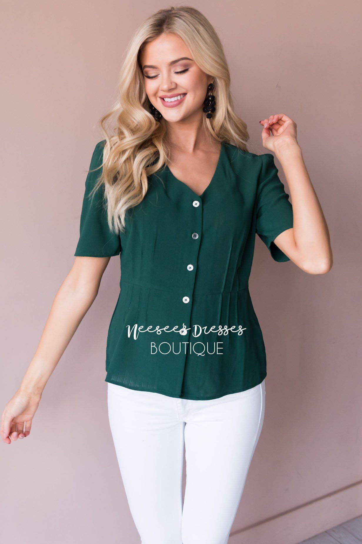 Classic Peplum Modest Blouse Tops vendor-unknown 