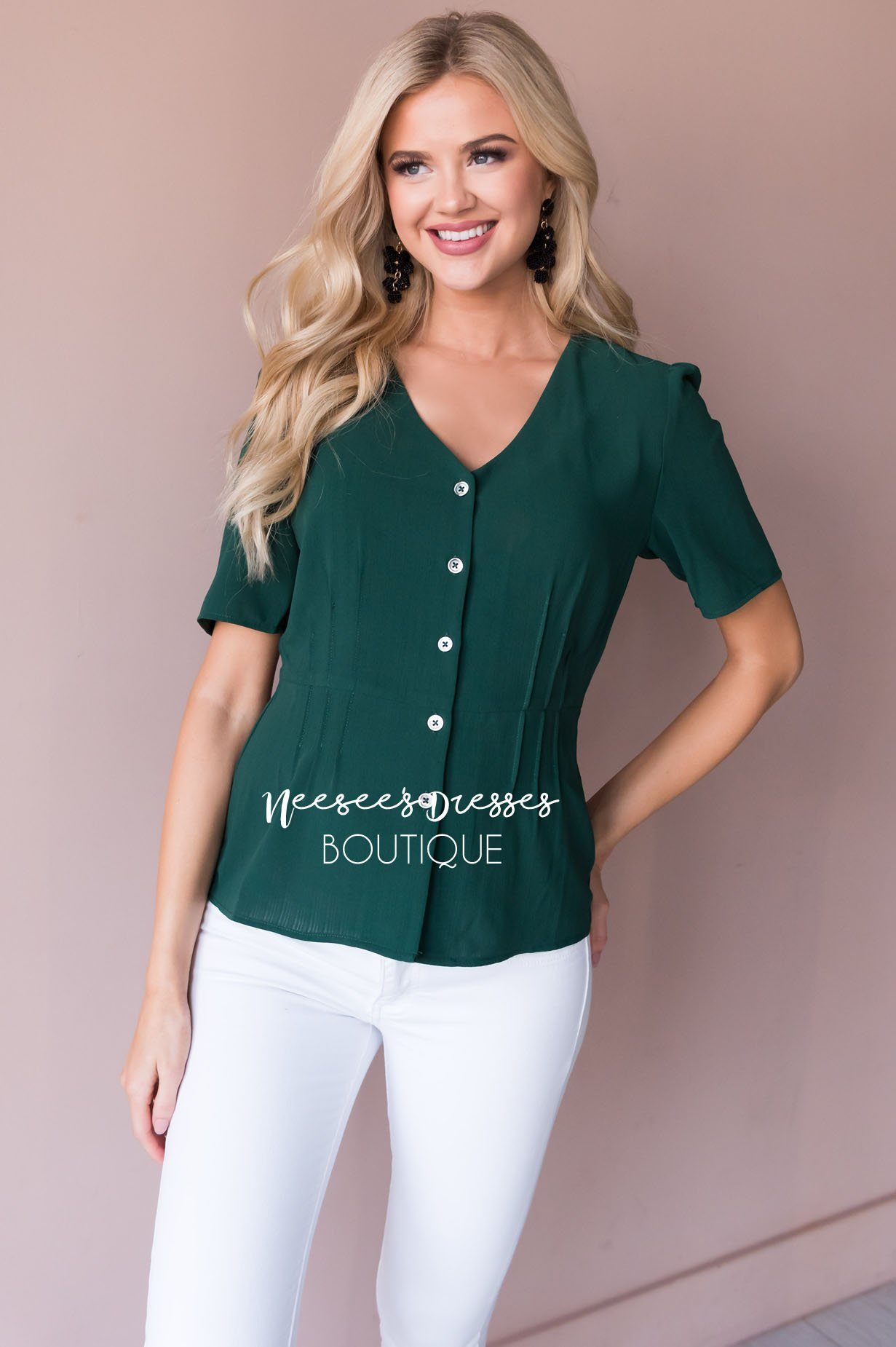 Classic Peplum Modest Blouse Tops vendor-unknown 
