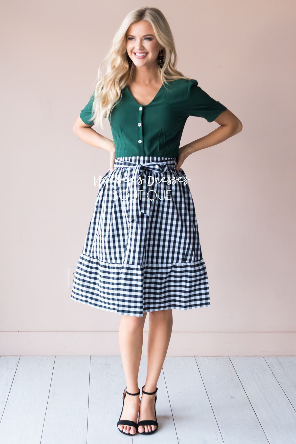 Girls Day Out Gingham skirt Modest Dresses vendor-unknown 