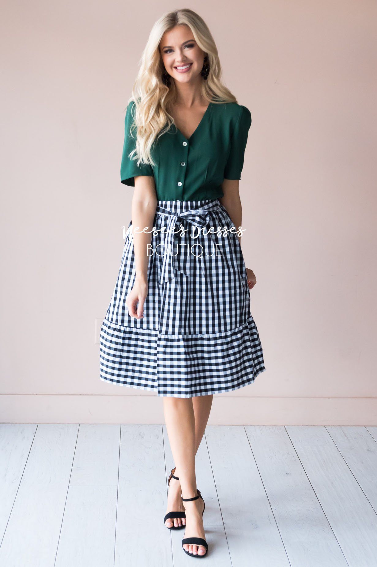 Classic Peplum Modest Blouse Tops vendor-unknown 