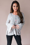 Forever Loved Embroidered Bell Sleeve Blouse Tops vendor-unknown