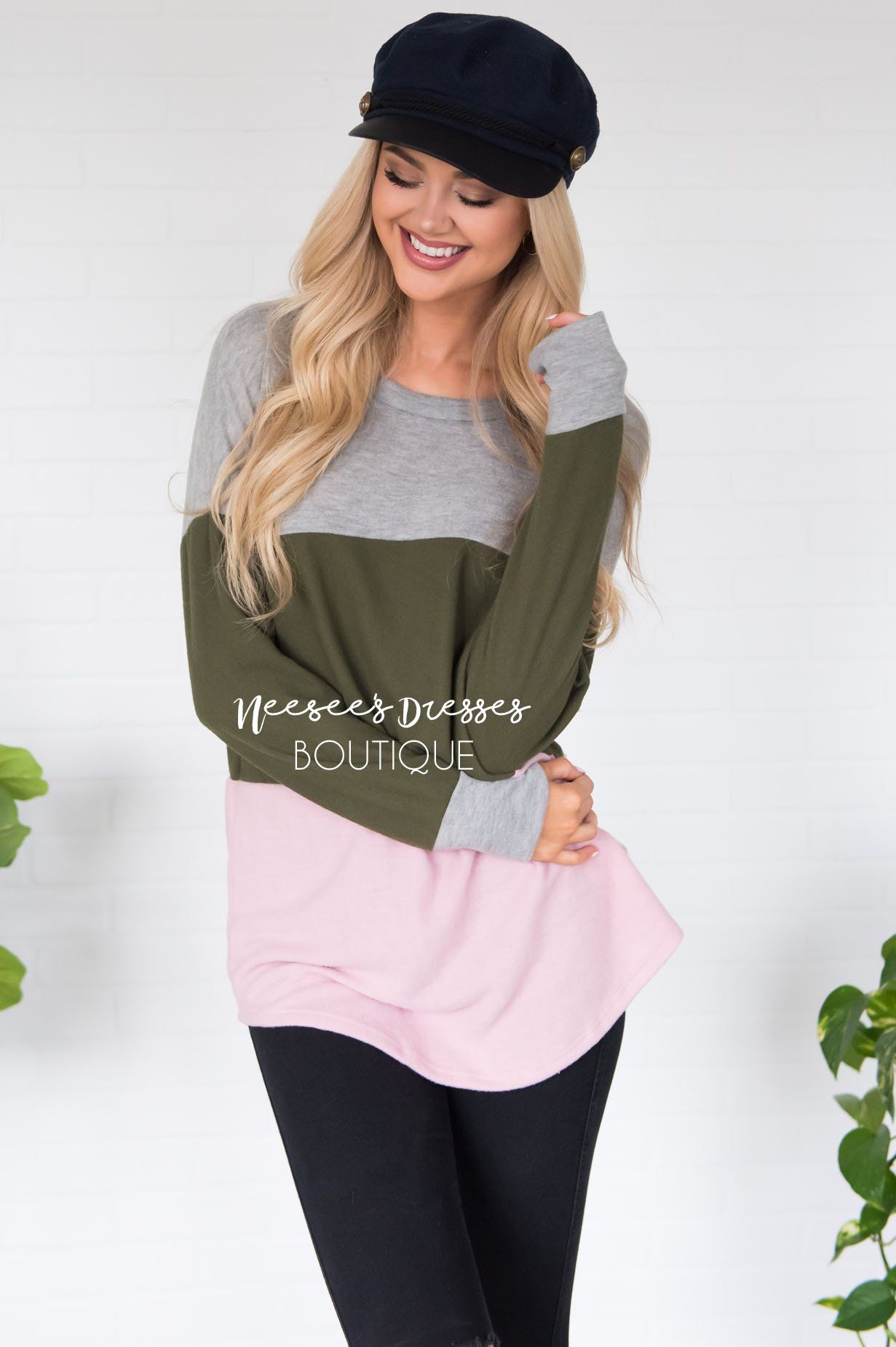 Darling Be Mine Color Block Sweater Modest Dresses vendor-unknown 