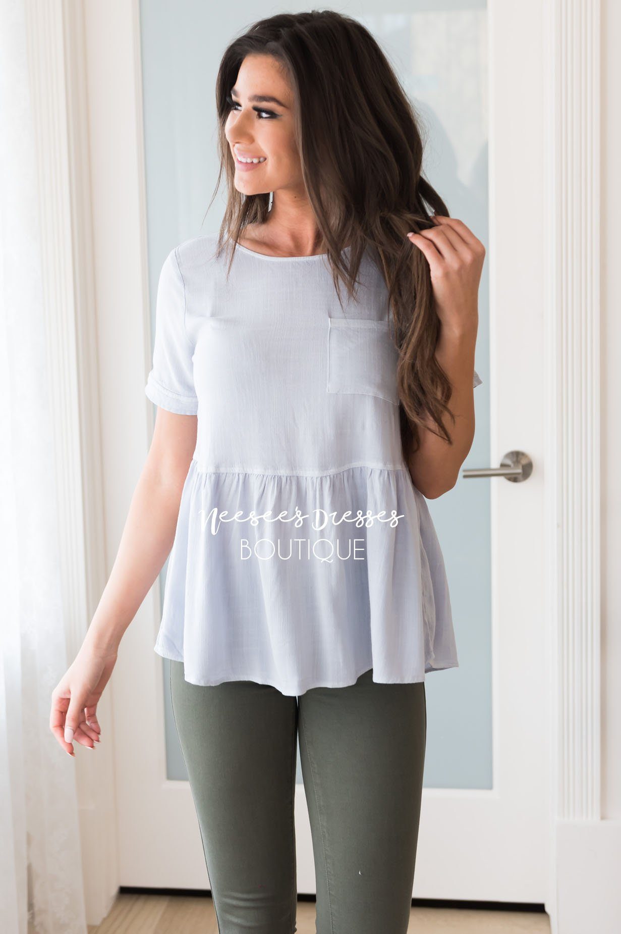 Got A Hold On You Modest Peplum Blouse Tops vendor-unknown 