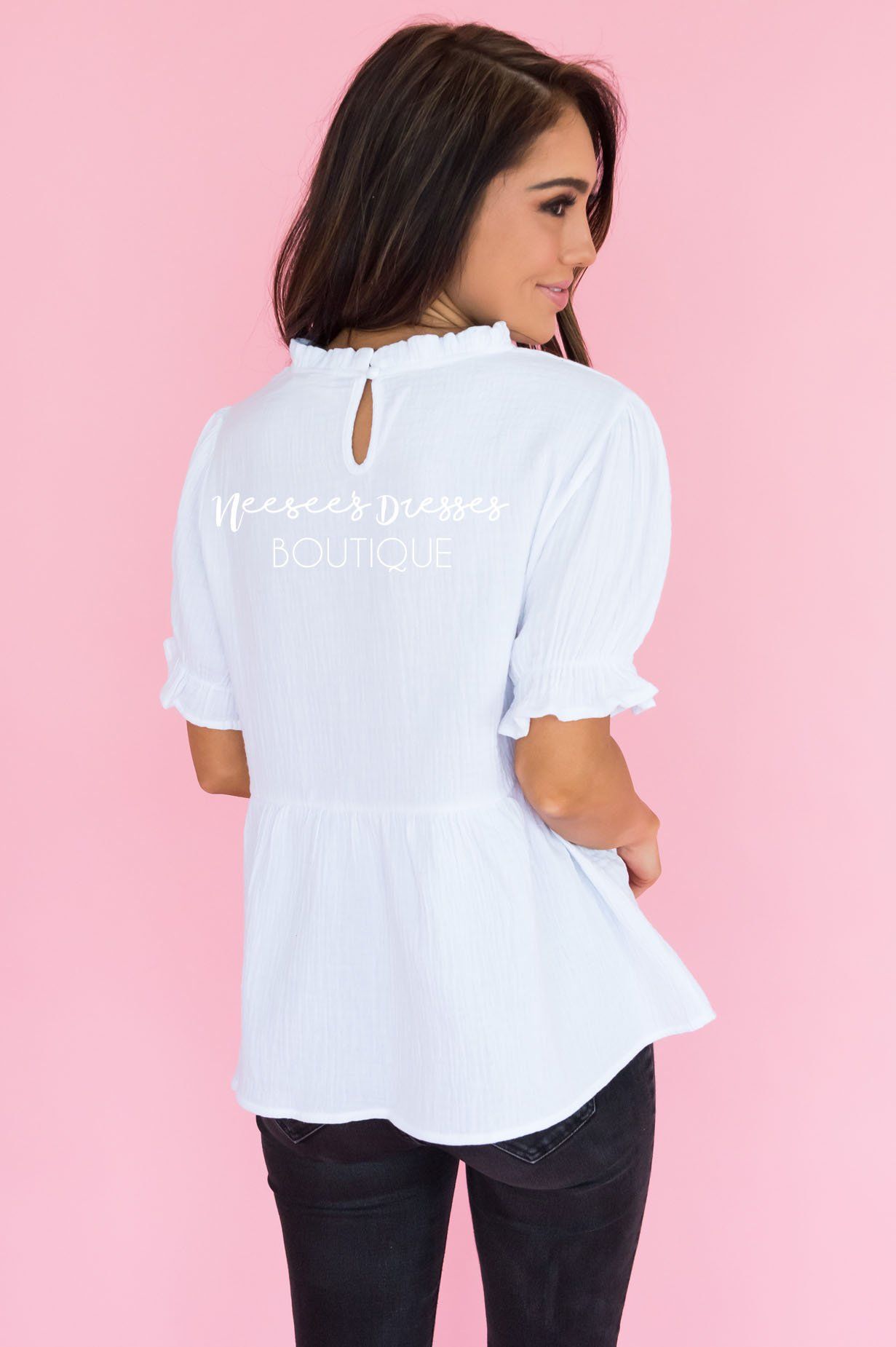 Having Fun Modest Peplum Blouse Tops vendor-unknown 