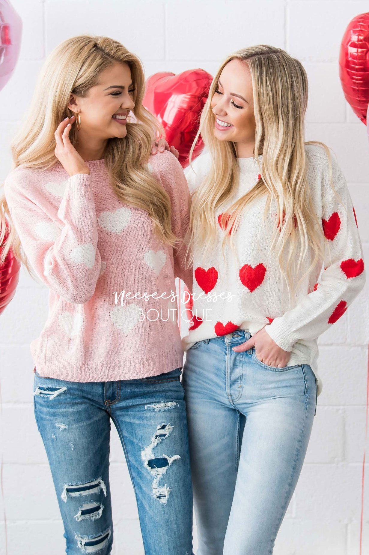 Sprinkled with Hearts Sweater Tops vendor-unknown 
