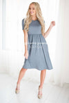 FREE Dress Modest Dresses vendor-unknown Heather Navy Midi S