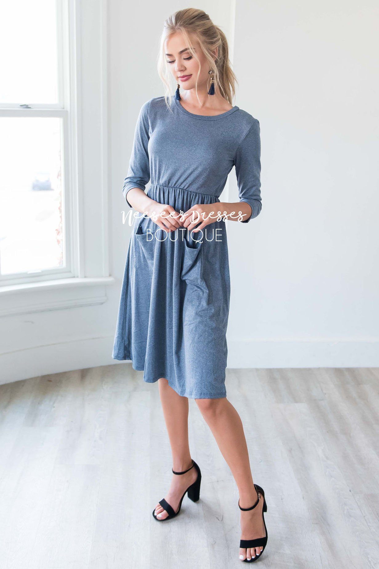 The Poppy 3/4 Length Sleeves Modest Dresses vendor-unknown 