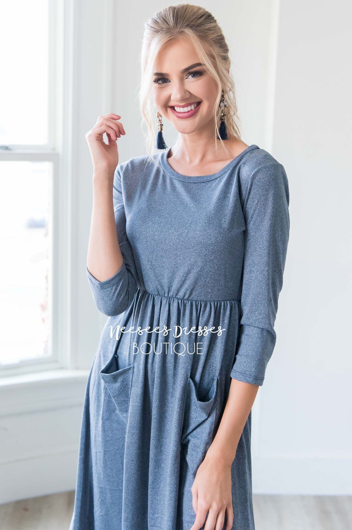 The Poppy 3/4 Length Sleeves Modest Dresses vendor-unknown 