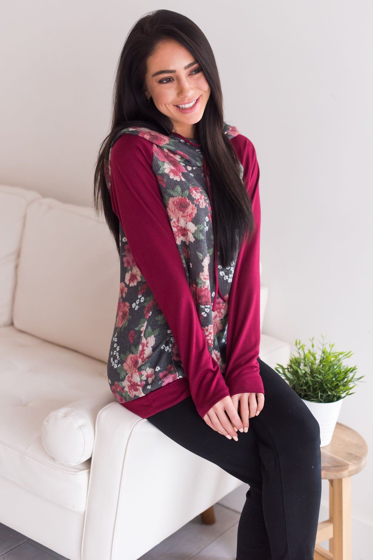 Feeling Floral Modest Hoodie Modest Dresses vendor-unknown 