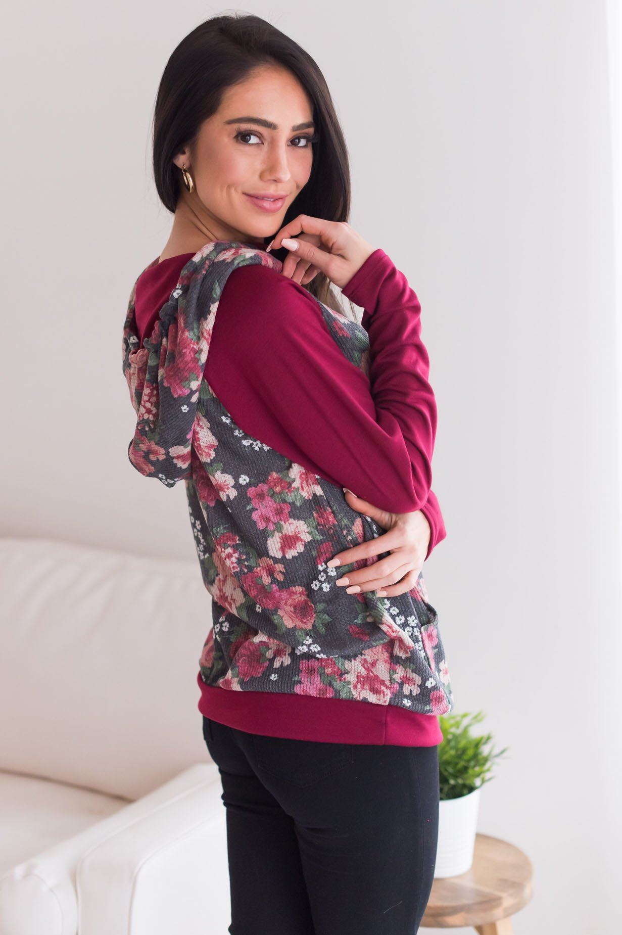 Feeling Floral Modest Hoodie Modest Dresses vendor-unknown 