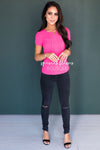Hot Pink Chiffon Top Tops vendor-unknown