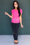 Hot Pink Chiffon Top Tops vendor-unknown