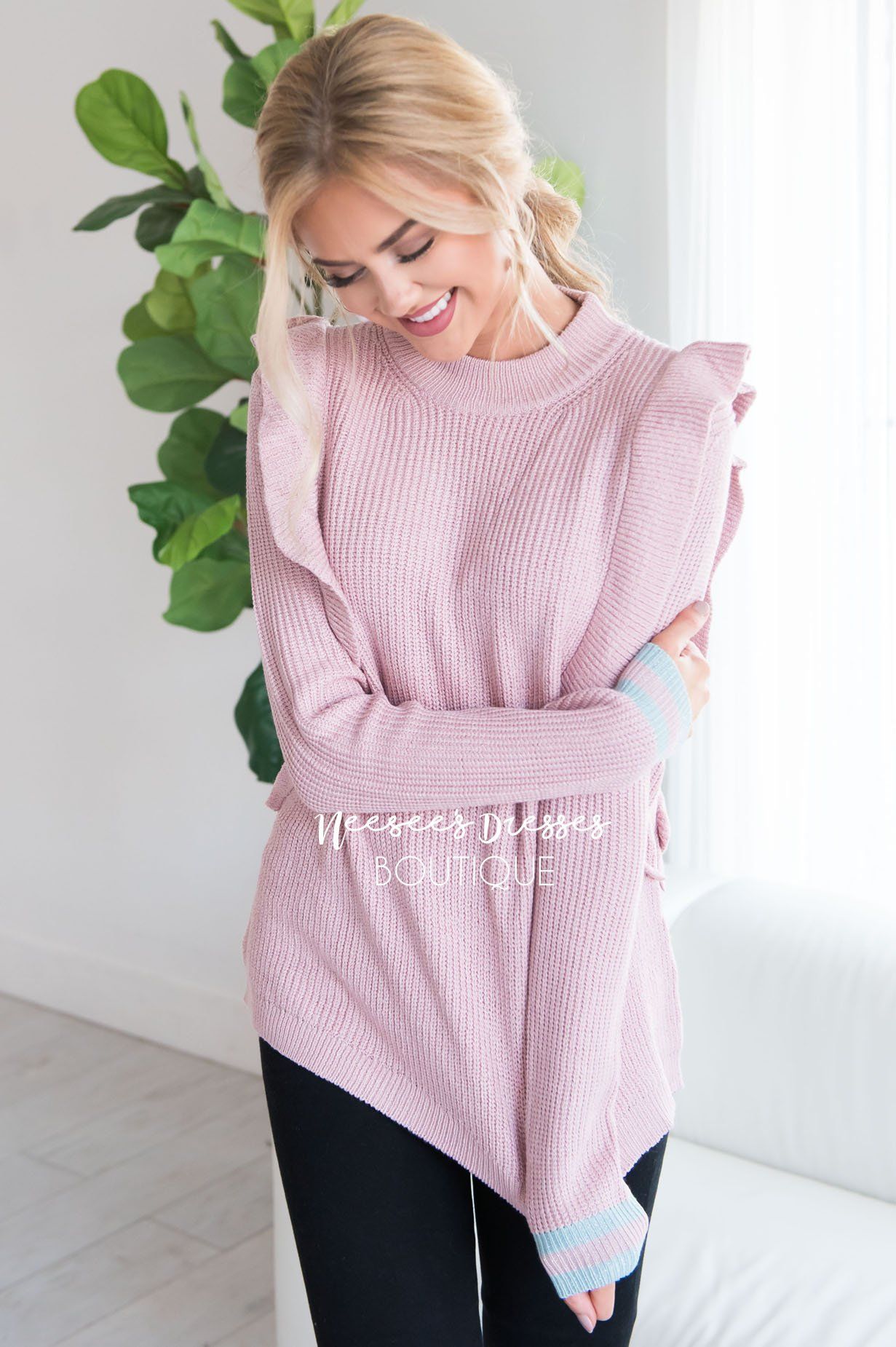 It's All About The Ruffles Sweater Modest Dresses vendor-unknown 