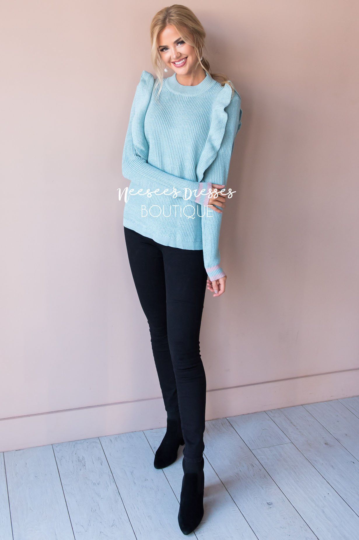 It's All About The Ruffles Sweater Modest Dresses vendor-unknown 