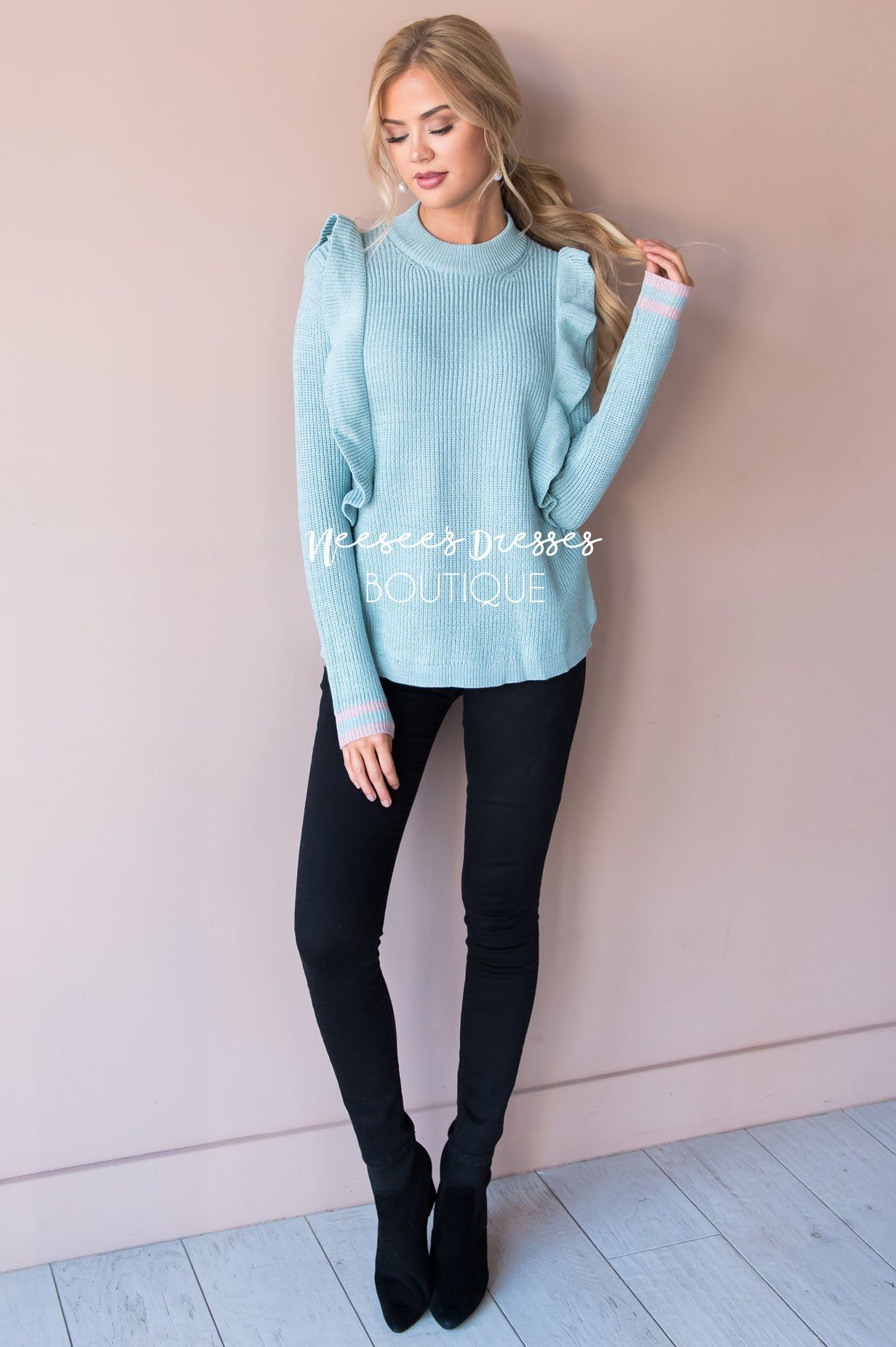 It's All About The Ruffles Sweater Modest Dresses vendor-unknown 