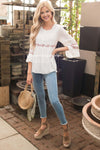 Ivory Flounce Embroidered Blouse Tops vendor-unknown