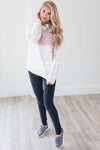 Trusted Heart Fuzzy Snap Button Pullover Sweater Tops vendor-unknown