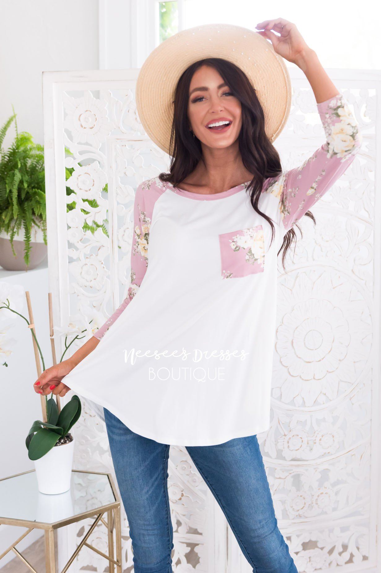 Back Again Modest Baseball Tee Modest Dresses vendor-unknown 