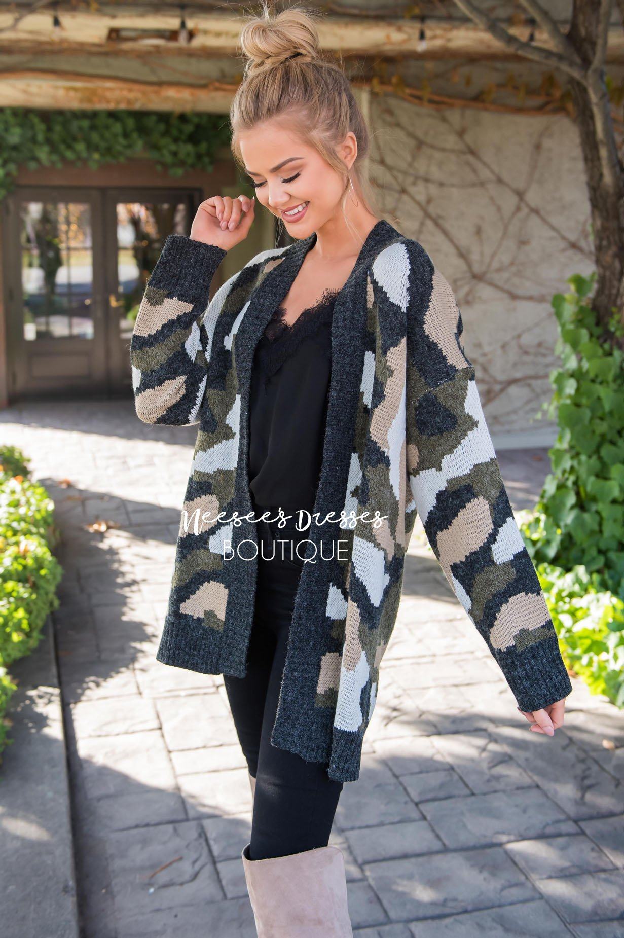 Camo Loving Cardigan Sweater Tops vendor-unknown 