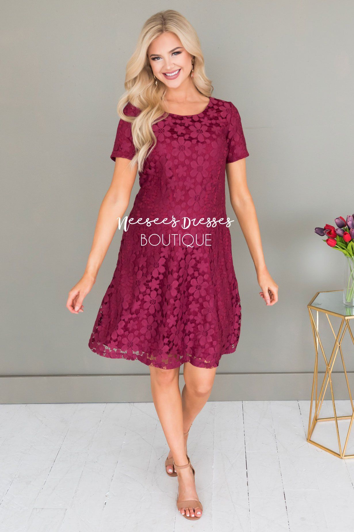 The Kennedy Lace Shift Dress Modest Dresses vendor-unknown 