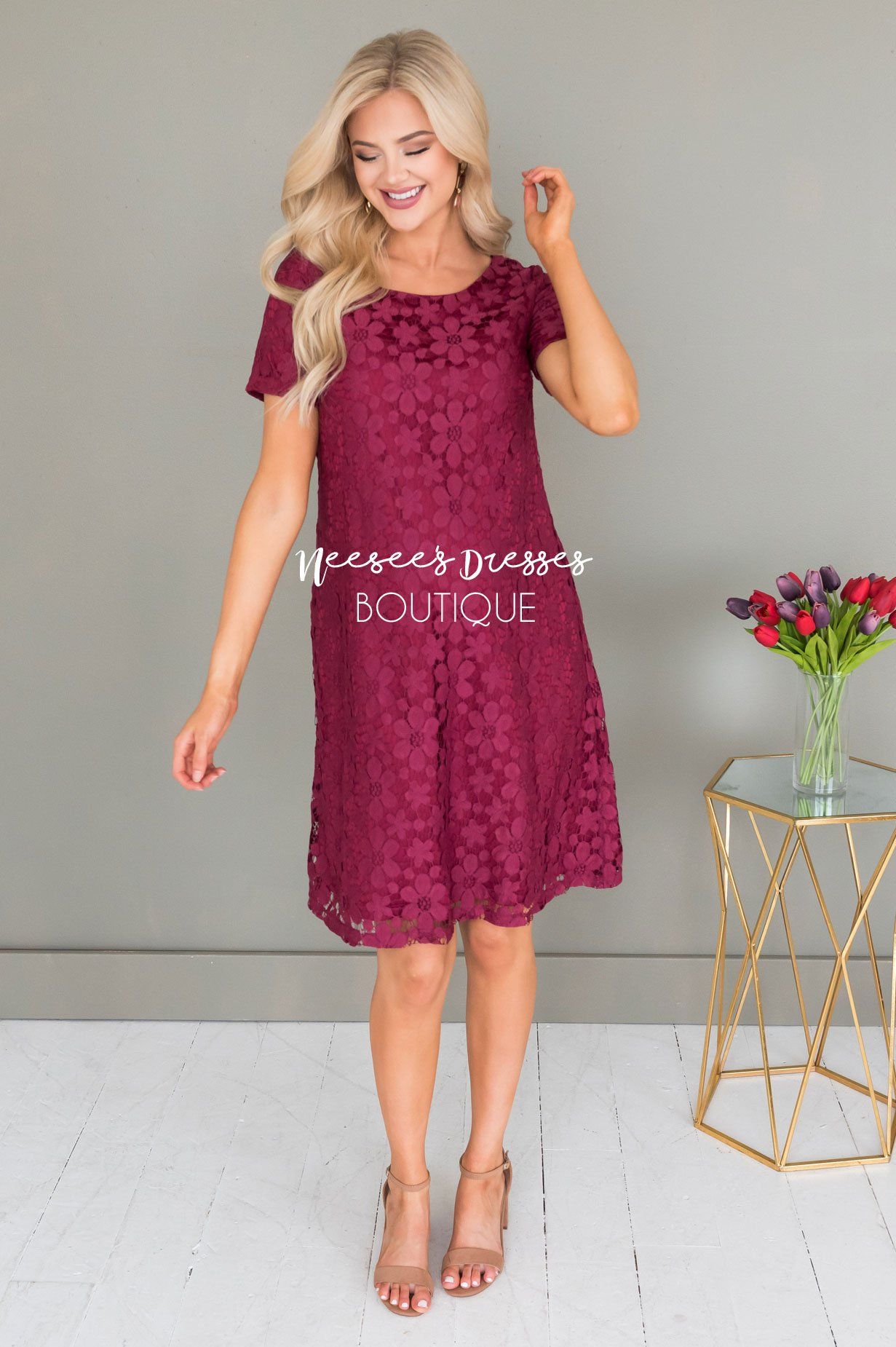 The Kennedy Lace Shift Dress Modest Dresses vendor-unknown 