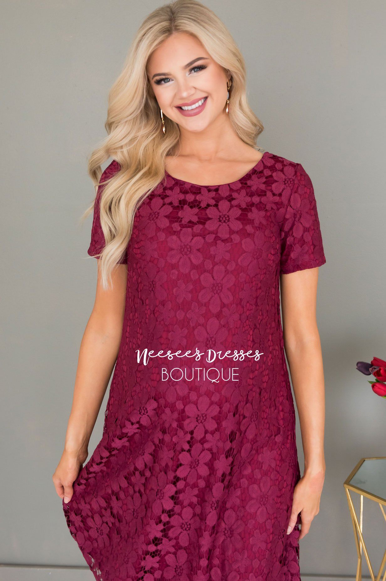 The Kennedy Lace Shift Dress Modest Dresses vendor-unknown 