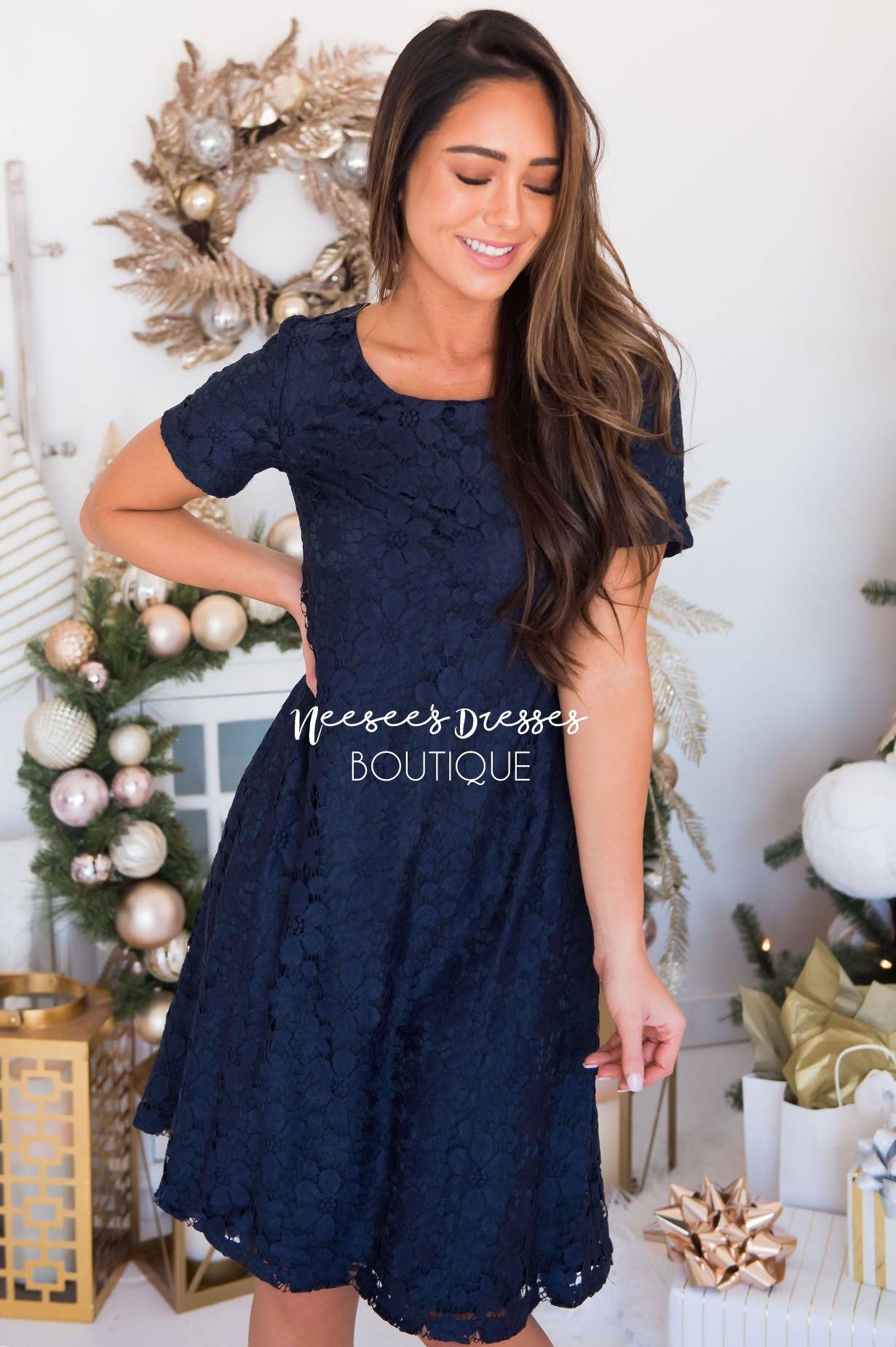 The Kennedy Lace Shift Dress Modest Dresses vendor-unknown 