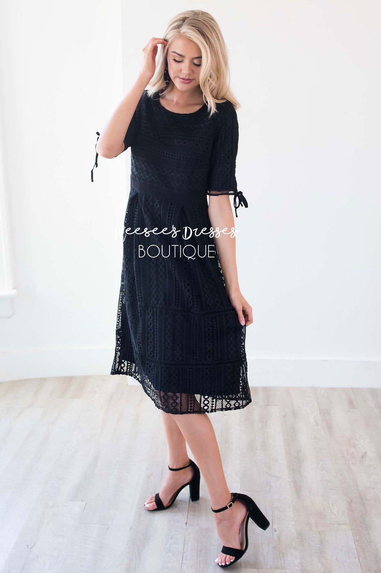 The Alyce Black Lace Dress Modest Dresses vendor-unknown 